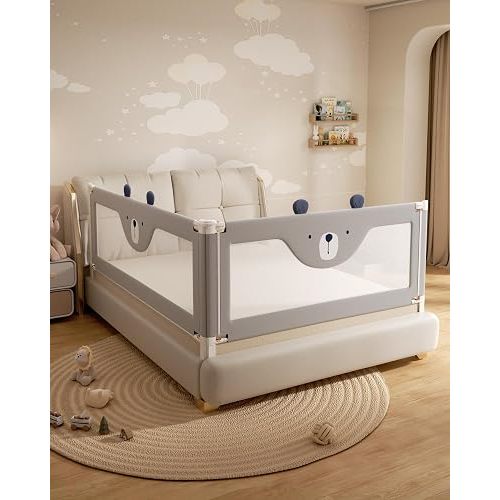 2 Piece Bed Rails for King Size Bed, No-Drill Needed Baby Bed Rail Guard