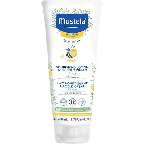 Mustela Baby Nourishing Lotion – Daily Body Lotion for Dry Skin - with Natural Avocado, Cold Cream & Beeswax - 6.76 fl. oz. - Packaging may vary