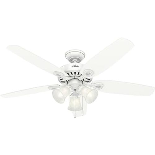 Hunter 26421 Architect Series Plus 52-Inch Ceiling Fan White With 5 Reversible Bleached Oak/White Blades