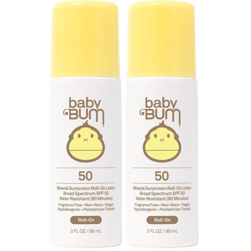 Baby Bum Mineral SPF 50 Roll-On Sunscreen | Vegan and Hawaii 104 Reef Act Compliant (Octinoxate & Oxybenzone Free) Broad Spectrum Moisturizing UVA/UVB Easy Roller Ball Sunscreen Lotion (Pack of 2)