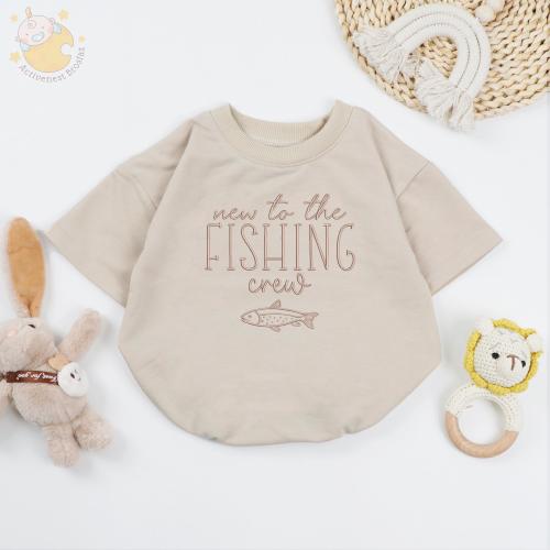 Embroidered New to the Fishing Crew Baby Outfit, Fishing Baby Toddler, Baby Announcement Bodysuit, Fisherman Baby Gift, Dad's New Buddy
