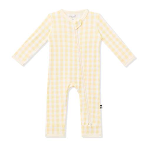 Zippered Romper in Gingham Chamomile