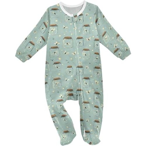 Cute Jarred Fireflies Baby One-Piece Footies Cotton Rompers Boys Girl Clothes 0-24 Months