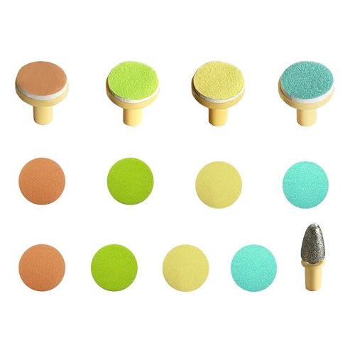 Electric Nail Trimmer Replacements,13 in 1- Baby Electric Nail Buffer Sandpaper Pads (Assorted Pads with Yellow Base)