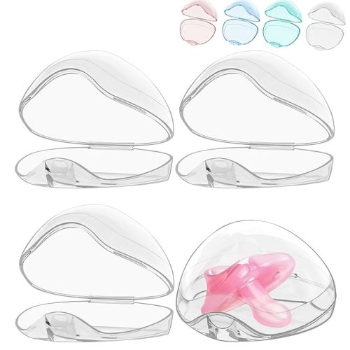 Smlpuame Pacifier Case,4 Pack BPA Free Pacifier Holder Case,Transparent Container Box for Baby Binky（Not Included),Essential Pacifier Accessories,Alway Keep Paci Clean,Easy to Clean(Transparent)