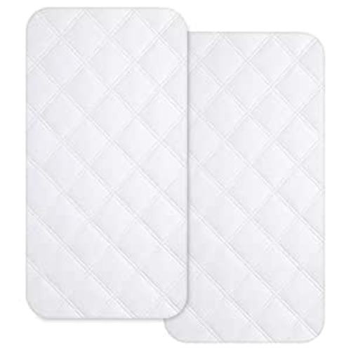Yoofoss Waterproof Bassinet Mattress Pad Cover 2 Pack Fit for Rectangle Bassinet Mattress, Baby Bassinet Mattress Protector for Boys and Girls 34X19in