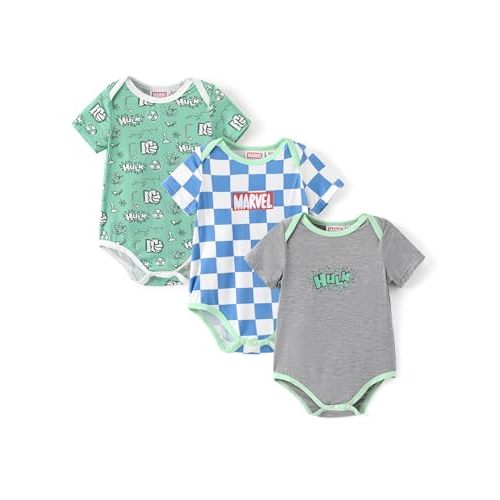 Disney Stitch Princess Marvel 3 Packs Baby Viscose Made from Bamboo Button Dwon Bodysuit for Newborn Infant