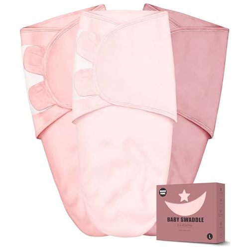 Newborn Swaddle Blanket Wrap 0-6 Months (3-Pack) - Adjustable Infant Sleep Sack, 100% Cotton Anti-Startle Soothing Sack, Soft Breathable Nursery Bedding - Boho Rainbow