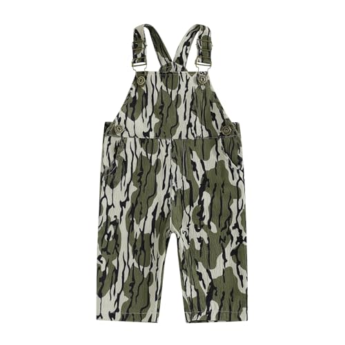 YOKJZJD Newborn Toddler Baby Boy Duck Deer Hunting Corduroy Suspender Pants Bib Overalls Little Hunter Fall Winter Outfits