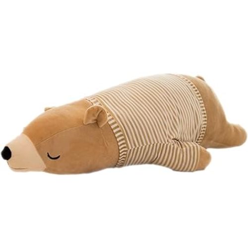 MMTTAO Stuffed Polar Bear Animal Plush Toy 24 Inch Large Brown Sleeping Bear Animal Stuff Soft Plushies Cute Dolls Collection Huggable Pillow Cushion Birthday Gift for Kids Child Boys Girls, 24Inches