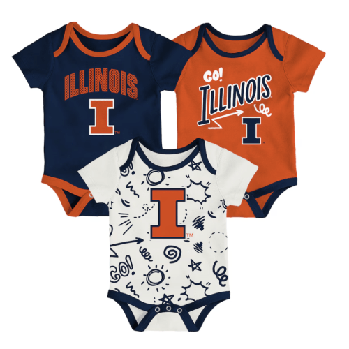 Illinois Fighting Illini Outerstuff Newborn & Infant Three-Pack All Day Play Bodysuit Set