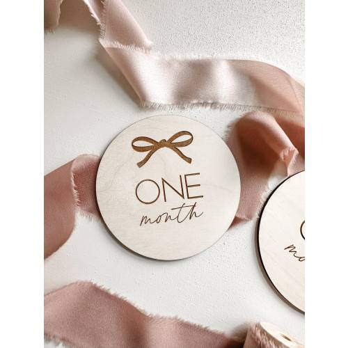Dainty Bow Baby Milestone Markers | Monthly Milestone Markers | Wooden Baby Monthly Milestone Markers | 12 Month Set | Coquette Aesthetic