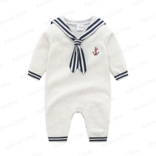 Baby Navy Collar Knitted Romper