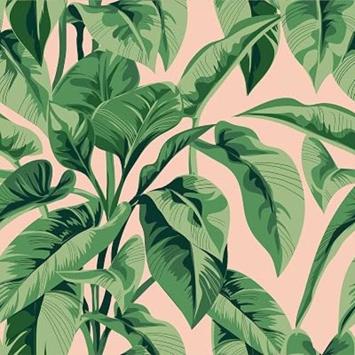 VEELIKE Pink Palm Tree Peel and Stick Wallpaper Boho Pink Tropical Wallpaper for Bedroom Bathroom 17.7''x354'' Self Adhesive Removable Tropical Contact Paper for Accent Wall Decor Cabinets Shelves