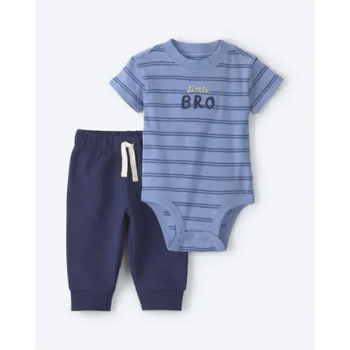 Baby Boy 2-Piece 'Little Bro' Bodysuit & Pant Set - Blue | Carter's