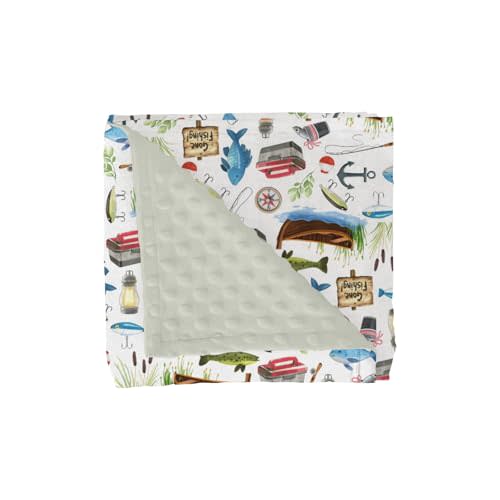 Gone Fishing Baby Blankets for Girl Boy Fishing Lover Gift Soft Mink Dotted Backing Double Layer Swaddle Blanket Camping Adventure Vacation Outdoor Bed Throws for Newborn Toddler Nursery 30x40