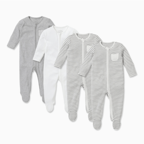 Clever Zip Baby Pajamas 4 Pack - 0-3M