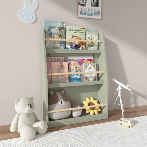 3 Tier Kids Book Shelf,Kids Book Rack, Helps Keep Bedrooms, Playrooms, and Classrooms Organized,Green