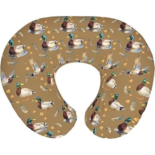 Vintage Mallard Ducks Baby Nursing Pillow Covers for Boy Girl Retro Duck Hunting Nursery Pillowcase for Breastfeeding Pillows Wild Birds Feathers Soft Stretchy Slipcovers for Newborn Infant