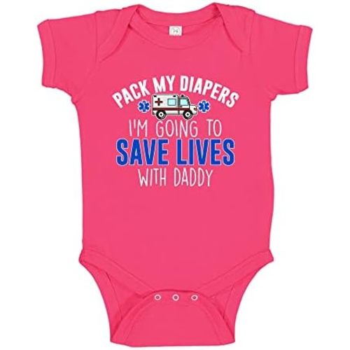 I'm Going to Save Lives with Daddy EMT or Paramedic Baby One Piece Or Toddler T-Shirt Ambulance Baby Clothes