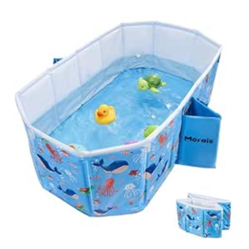 MORAIS Collapsible Baby Bathtub, Portable Toddler Bath Tub for Shower