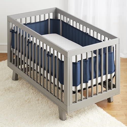 BreathableBaby Breathable Mesh Liner for Full-Size Cribs, Classic 3mm Mesh, Gray (Size 4FS Covers 3 or 4 Sides)