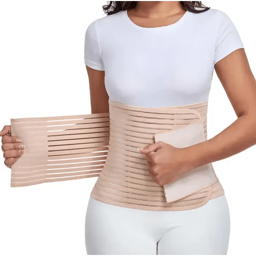 Postpartum & Post Surgery Abdominal Binder. Postpartum Belly Band Support Recovery after C-Section, Natural Birth, Hysterectomy, Hernia Belt (Beige,M)