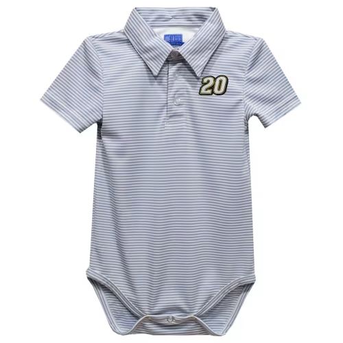 Infant Christopher Bell Vive La Fete Gray Polo Pencil Stripe Bodysuit