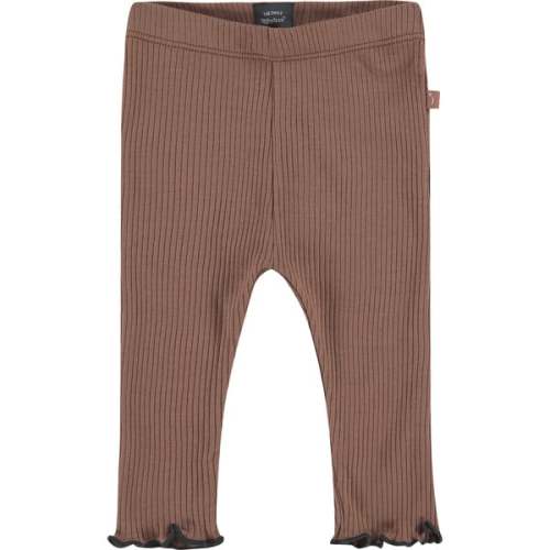 Lettuce Edge Hem Contrasting Charcoal Toned Stitch Legging, Clay And Charcoal - Babyface | Maisonette