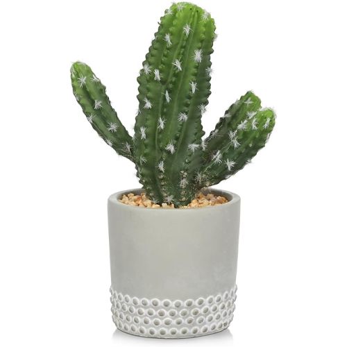 DILATATA 13' Small Fake Cactus Plant Potted 'San Pedro Cactus' Faux Cacti for Home Garden Office Decor Housewarming Gifts