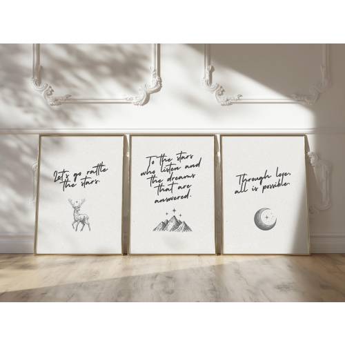Sarah J Maas Book Quote Set of 3 Prints: ACOTAR, Crescent City, TOG