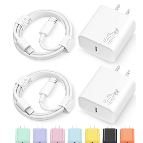 12FT iPhone 17 16 15 Charger Fast Charging USB C Charger Block Type C Chagrer Fast Charging 2-Pack for iPhone 17/17 Plus/17 Pro/17 Pro Max/iPhone 16/16 Plus/16 Pro/16 Pro Max/15 Pro Max/Samsung(White)