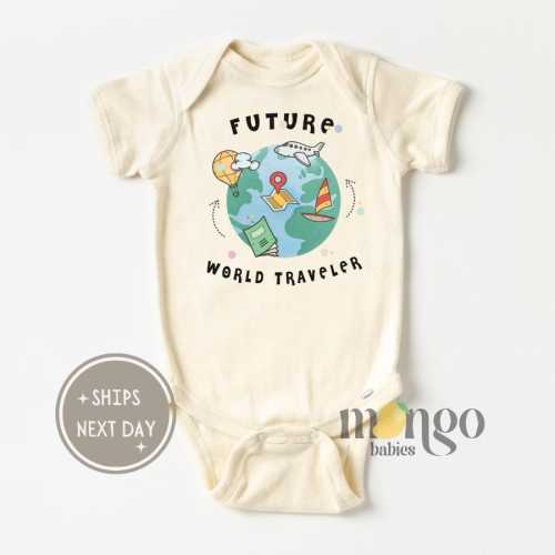 Future World Traveler Baby Onesies® Brand Cute Baby Shower Gift for Baby Outfit Explorer Adventure Baby Surprise Cute Kids Tshirt Travel Tee
