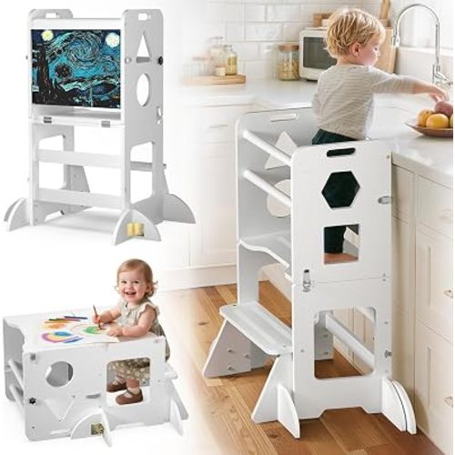 Taburete de cocina de madera anti-punta para niños pequeños, color