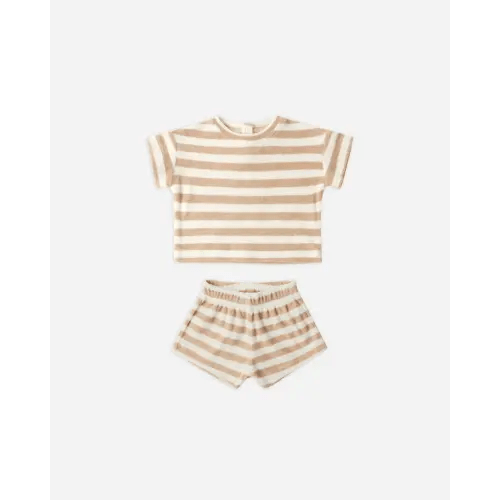 Terry Tee + Short Set Latte Stripe
12-18M