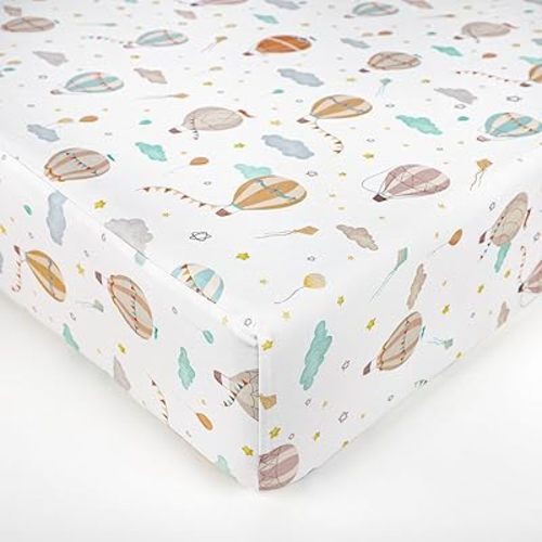 DILIMI Fitted Crib Sheets for Baby Boys and Girls, Ultra-Soft Breathable Baby Crib Sheet Fits Standard Crib and Toddler Mattress, Hot Air Balloon