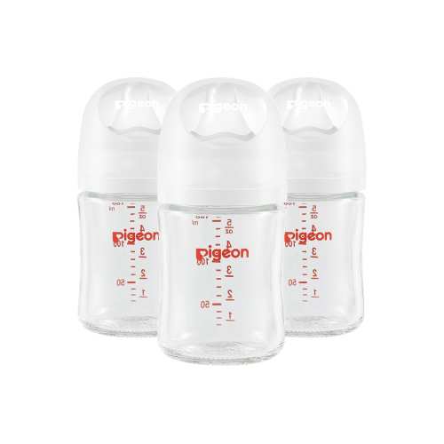 Pigeon Glass Bottle with Silicone Nipple (SS), 5-oz, 0 Months+, 3-pk