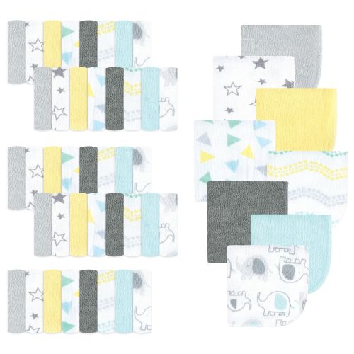 Luvable Friends Unisex Baby Cotton Rich Washcloths, Boy Basic Elephant, One Size - Boy Basic Elephant - One Size