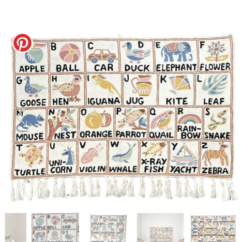 Handmade alphabet ABC crewel wall hanging tapestry | Aru (portrait) – Moppet