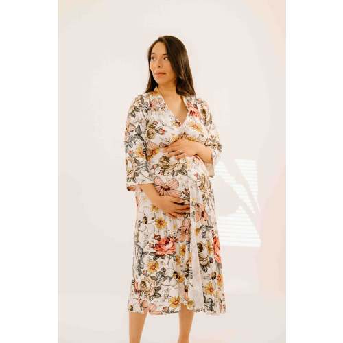 Lila Labor & Postpartum Gown in Vintage Floral