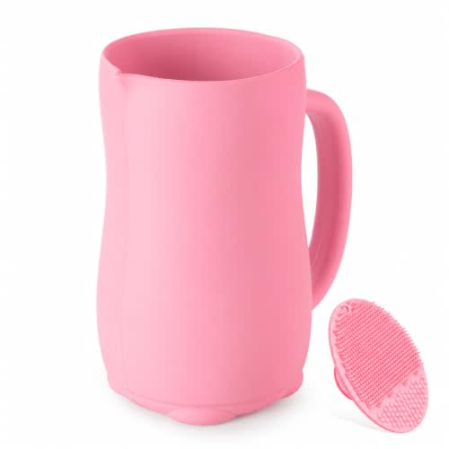 Baby Bath Rinse Cup, Bath Cup for rinsing Hair,The Silicone Material is Soft and Safe, a Good Choice for Baby Bath Products (Pink)