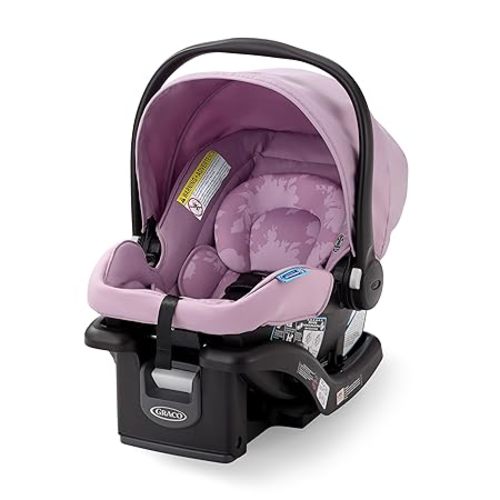 Graco SnugRide Lite LX Infant Car Seat, Lightweight Rear-Facing Seat for Babies 4–30 lb, 4-Position Adjustable Base, Latch Installation & ProtectPlus Engineered, Lilac Mod
