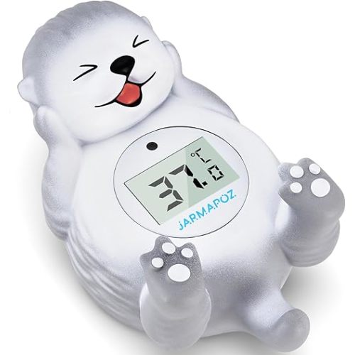 Bath Thermometer Baby – Baby Bath Water Thermometer with °C/°F Display – Otter Thermometer for Newborns & Toddlers – LED Alert, BPA-Free, Waterproof Floating Toy