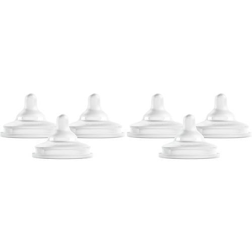 Boon Nursh Curve Silicone Baby Bottle Nipples - Platinum Food-Safe Silicone Bottle Nipples - Preemie Nipples for Baby Bottles - Baby Bottle-Feeding Supplies - 3 Count (Pack of 2)