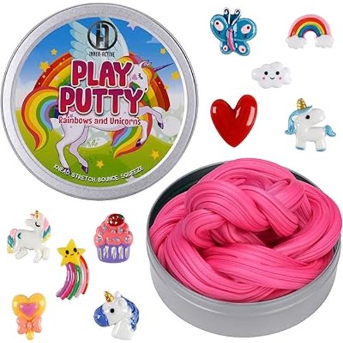 Play Putty Therapy Putty for Kids with Charms Rainbows and Unicorns Theraputty Medium Resistance, Fine Motor Skills and Hand Strength, Occupational Therapy Sensory Fidget Toy and Tool