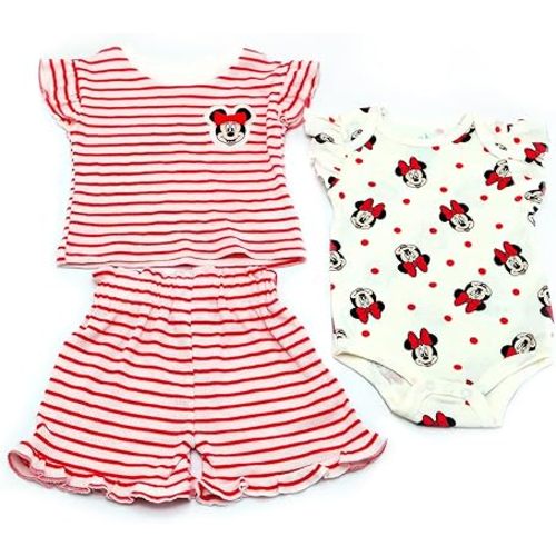 Magic Threadz Disney Clothes Baby Girls 3-Piece Short Set – Marie, Pooh, Minnie, Stitch & Bambi Newborn Outfit Set (0M–24M)