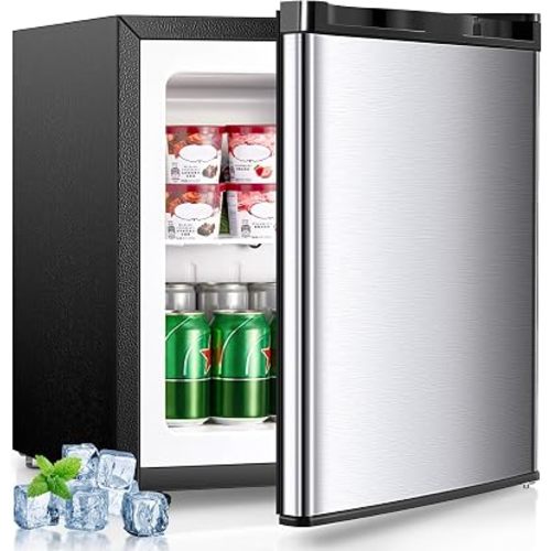 FOHERE 1.1 Cu.ft Mini Freezer with Stainless Steel Door, Premium Compact Freezer with 43dB Quiet Operation, 7-Setting Adjustable Temp & Reversible Door, for Kitchen/Office/Home/Dorm, Silver