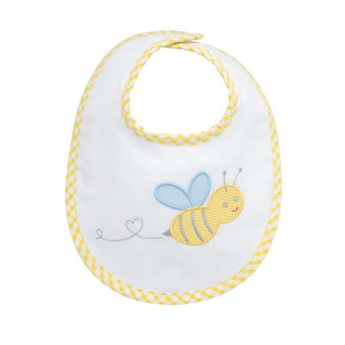 Bumble Bee Applique Basic Bib, Blue