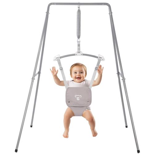 G TALECO GEAR Baby Jumper with Stand, Baby Jumpers and Bouncers, Baby Exerciser Suitable for 6-24 Months, Easy to Assemble & Store Jumper for Baby (Grey)