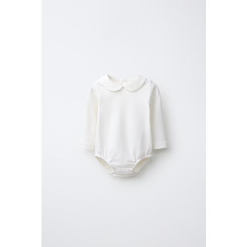 PETER PAN COLLAR BODYSUIT - Oyster-white | ZARA United States